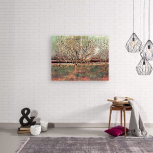 Japonaiserie Flowering Plum Tree after Hiroshige 2 - Lavelart Photo of Japonaiserie Flowering Plum Tree Painting in Modern Living Room