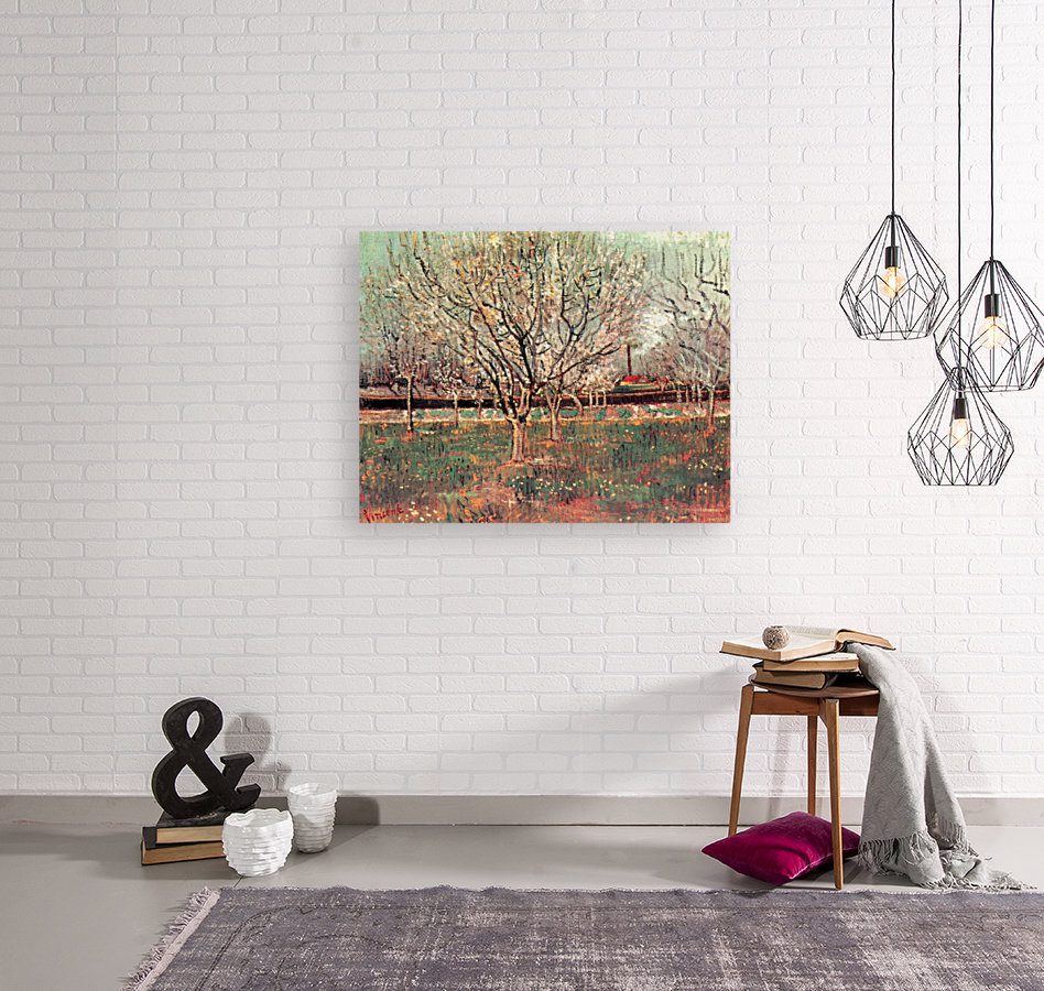 Japonaiserie Flowering Plum Tree after Hiroshige 2 - Lavelart Photo of Japonaiserie Flowering Plum Tree Painting in Modern Living Room