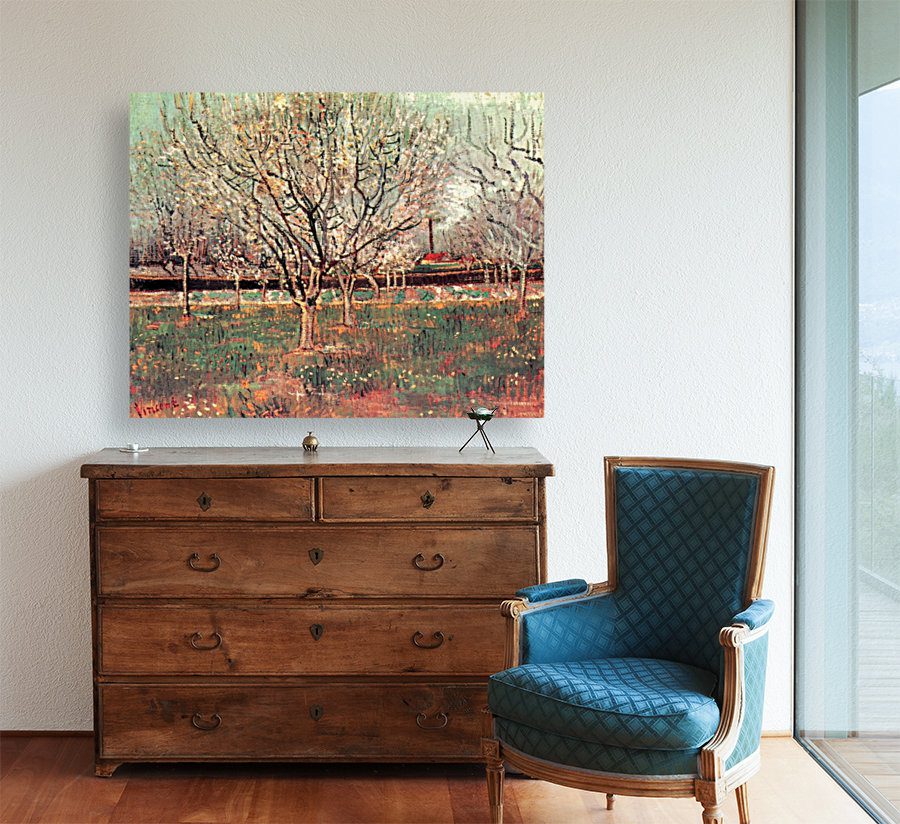 Japonaiserie Flowering Plum Tree after Hiroshige 3 - Lavelart Photo of Japonaiserie Flowering Plum Tree in Living Room