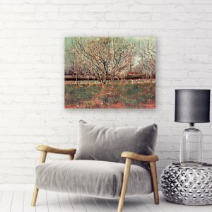 Japonaiserie Flowering Plum Tree after Hiroshige - Lavelart Photo of Japonaiserie Flowering Plum Tree Painting Near Sofa
